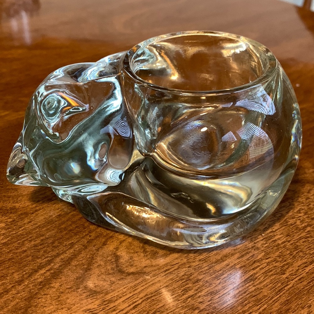 Glass Cat candle Holder Avon